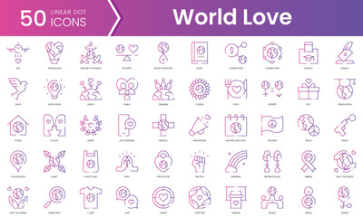 Set of world love icons. Gradient style icon bundle. Vector Illustration