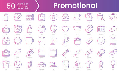 Wall Mural - Set of promotional icons. Gradient style icon bundle. Vector Illustration