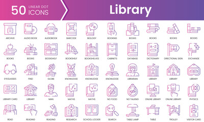 Wall Mural - Set of library icons. Gradient style icon bundle. Vector Illustration