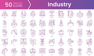 Wall Mural - Set of industry icons. Gradient style icon bundle. Vector Illustration