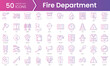Set of fire department icons. Gradient style icon bundle. Vector Illustration