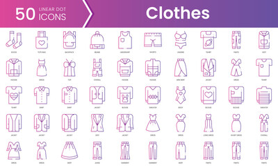 Wall Mural - Set of clothes icons. Gradient style icon bundle. Vector Illustration