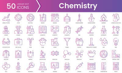 Wall Mural - Set of chemistry icons. Gradient style icon bundle. Vector Illustration