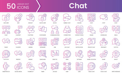 Sticker - Set of chat icons. Gradient style icon bundle. Vector Illustration