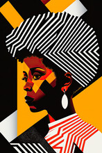 African American Woman Retro Vintage Vertical Design, Black History Month, Background, Graphic. Generative AI