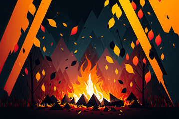 Wall Mural - Campfire design, background, graphic. Generative AI