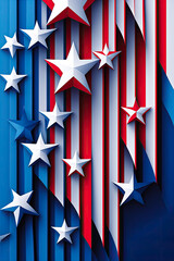 Wall Mural - Stars and stripes vertical design, Fourth of July, USA, background, graphic. Generative AI