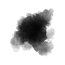 Black Abstract Watercolor Blot, Liquid Paint, Brush Stroke Design Element, Isolated Object, Transparent Background