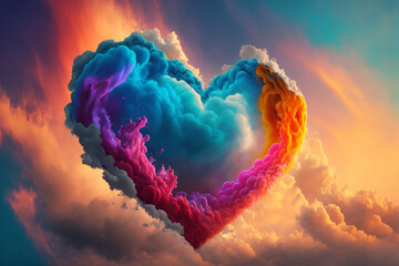 Wall Mural - Colorful Heart Of Clouds - Generative Ai