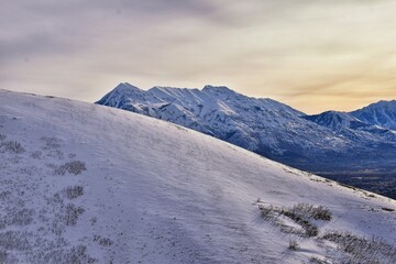 Wall Mural - Timpanogos Peak snow covered mountain views from Maack Hill hiking Lone Peak Wilderness Wasatch Rocky Mountains, Utah. United States.  