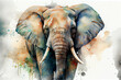 canvas print picture - Elefant in Aquarellfarben isoliert auf weißen Hintergrund. Generative Ai