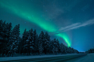 Wall Mural - aurora borealis northern lights winter landscape