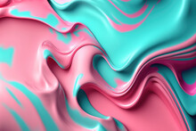 Smooth Pink And Blue Fruit Youghurt Background, Smooth Liquid Flowing, Abstract Illustration, Generative Ai