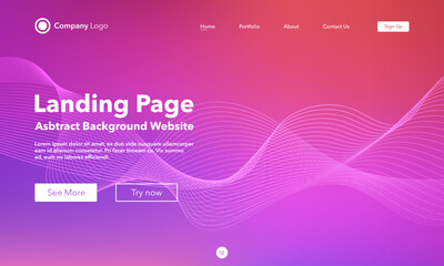 Wall Mural - gradient abstract wave background. landing page. template for websites or apps. modern design. abstr