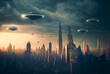 UFO city invasion AI generative