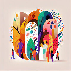 Wall Mural - inclusive diverse society of the future	
