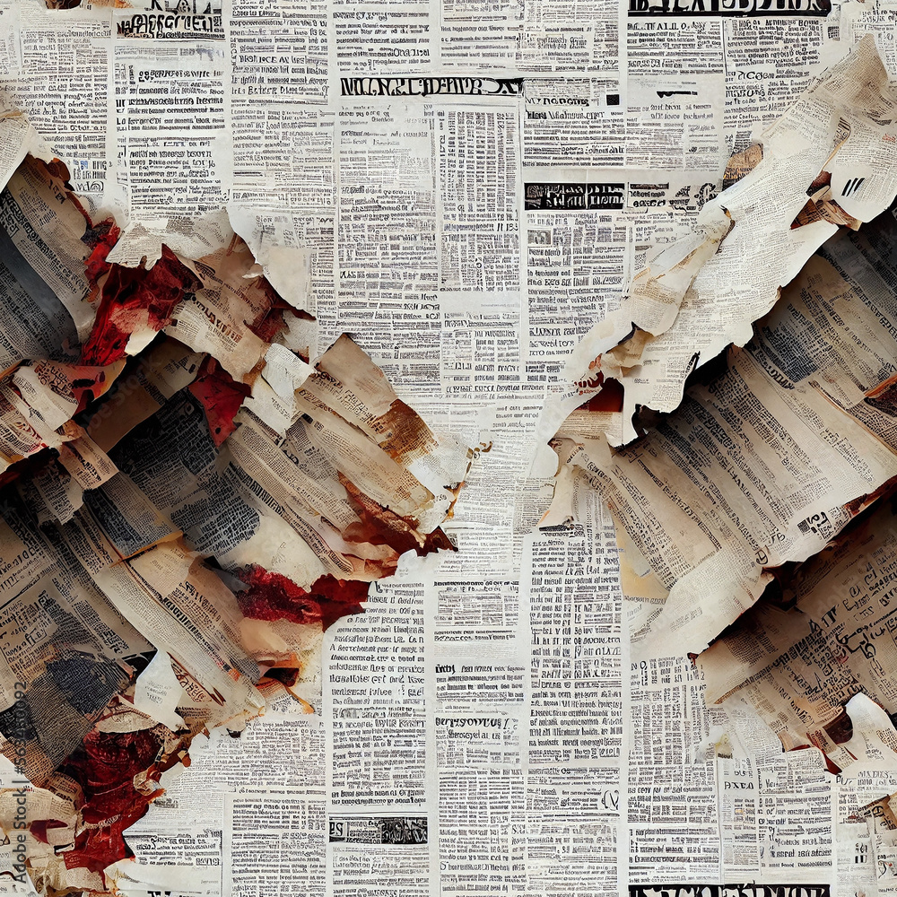 Ripped Newspaper Seamless Tile Background (Text illegible) - Generative ...