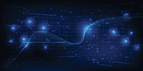 Wall Mural - vector illustrations of futuristic digital technology with dynamic flowing data in waveform or dot c