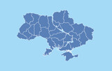 Fototapeta  - Map of Ukraine with borders of oblasts.