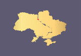 Fototapeta  - Golden map of Ukraine with rivers and lakes. Please look at my other images of cartographic series - they are all very detailed and carefully drawn by hand WITH RIVERS AND LAKES.