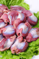 Sticker - Raw Chicken gizzards on white background 