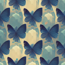Butterfly Print Seamless Background - Generative Ai