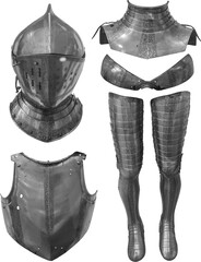 Poster - Isolated PNG cutout of a medieval knight armor on a transparent background, ideal for photobashing, matte-painting, concept art