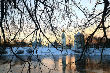 Wall Mural - winters in vologda river landscape cathedral orthodox christmas russia