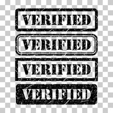 Set Of Verified Stamp Symbol, Label Sticker Sign Button, Text Banner Vector Illustration