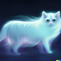 Spiritual White Cat Art. AI Generated