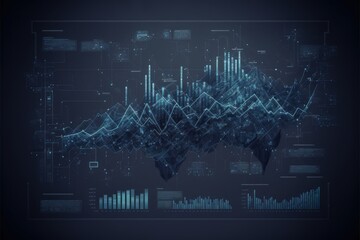 Digital charts and graphs in blueprint effect