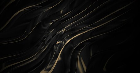 Wall Mural - 4k trendy marble grey black seamless looped animated background. Abstract deep dark golden wavy banner. Black digital creative dynamic backdrop. Luxury premium 3d swirl premium BG for golden logo text