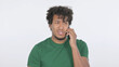 © stockbakers - Aggressive African Man Angry on Smartphone on White Background