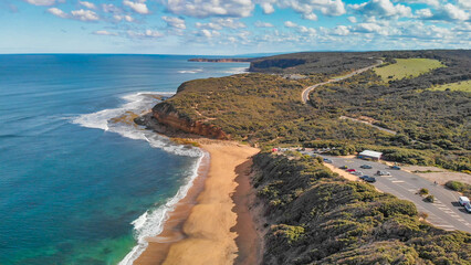 Wall Mural - Aerial view of Torquay Beach along the Great Ocean Road, Australia