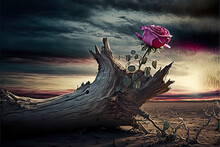 "Rebirth In Decay: The Beauty Of A Flower Blooming On A Dead Tree"
