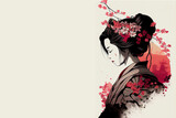 Beautiful Japanese background/wallpaper/laptop with empty copy space for text or additional images, generative ai