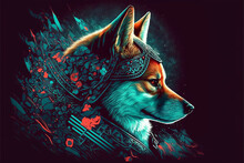 Awesome Wolf Vector-style Painting, Generative AI