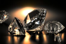 Diamanten In Goldenem Licht Vor Dunklem Hintergrund