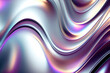 Silver holographic foil. Abstract chrome waves background. Hologram texture. Premium quality. Modern design. Generative ai