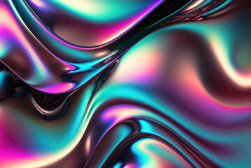Wall Mural - holographic liquid background. holograph color texture with foil effect. halographic iridescent back