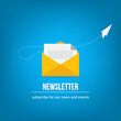© madedee - Newsletter. vector illustration of email marketing. subscription to newsletter, news, offers, promotions. a letter and envelope. subscribe, submit. send by mail.
