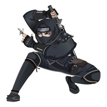 Female Ninja Manga Character For Comics In Vector