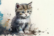 © Sarah - Katze in Aquarellfarben isoliert auf weißen Hintergrund. Generative Ai