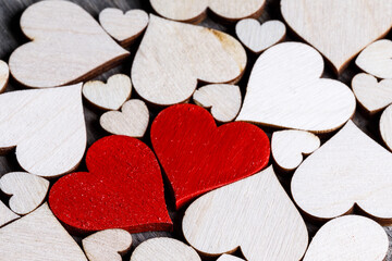 Poster - Wooden hearts background