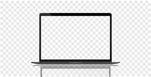 Realistic Mockup Of Apple Device On Transparent Backgrounds. Vector Set Of A Tablet, Laptop, And Computer. Empty Screen Mock-up Design. PNG