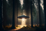 Fototapeta  - UFO alien abduction AI generative