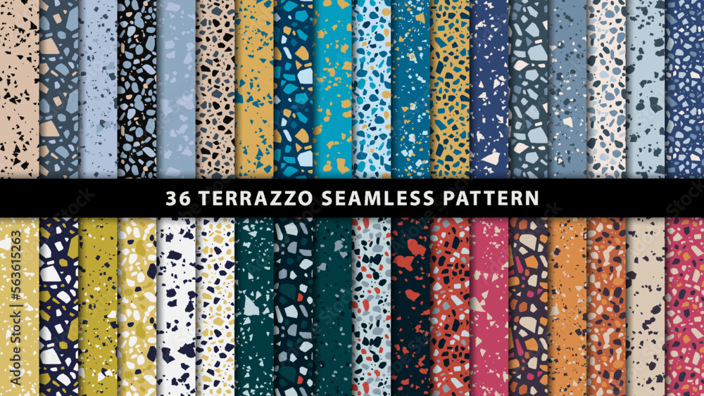 Set of terrazzo style seamless patterns Stock Vector | Adobe Stock