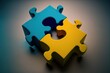 © SnapScape - Duas peças puzzle 3D com cores diferente que não se encaixam