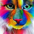 Katze in abstrakten, bunten Farben. Ai generiert