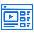 Video web page thin line icon. Web page with video player. Promotion, advertising in video.